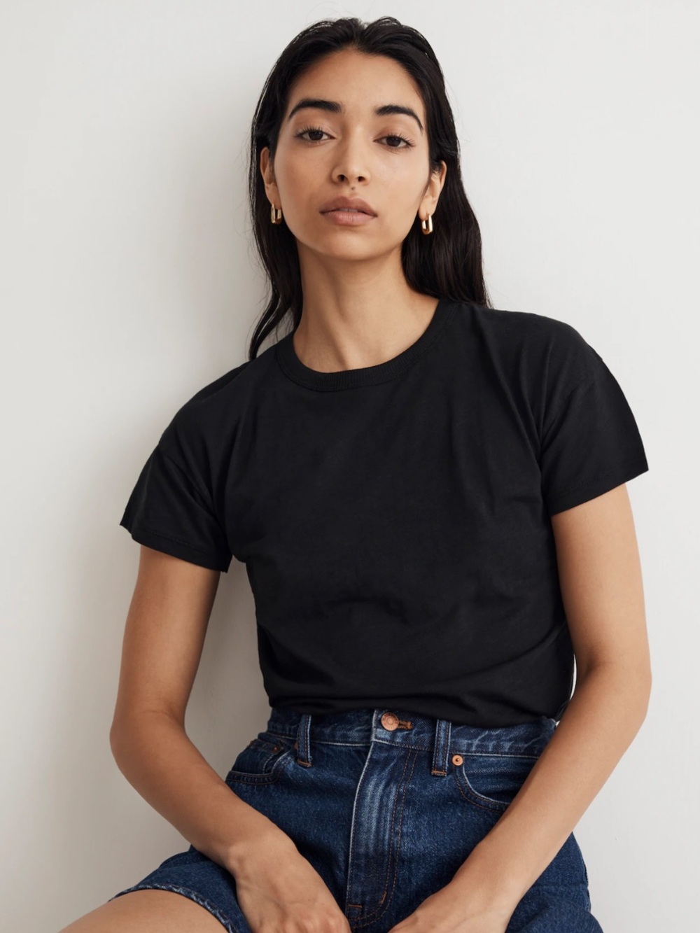 Madewell Classic Black Cotton Crewneck Tee - Women